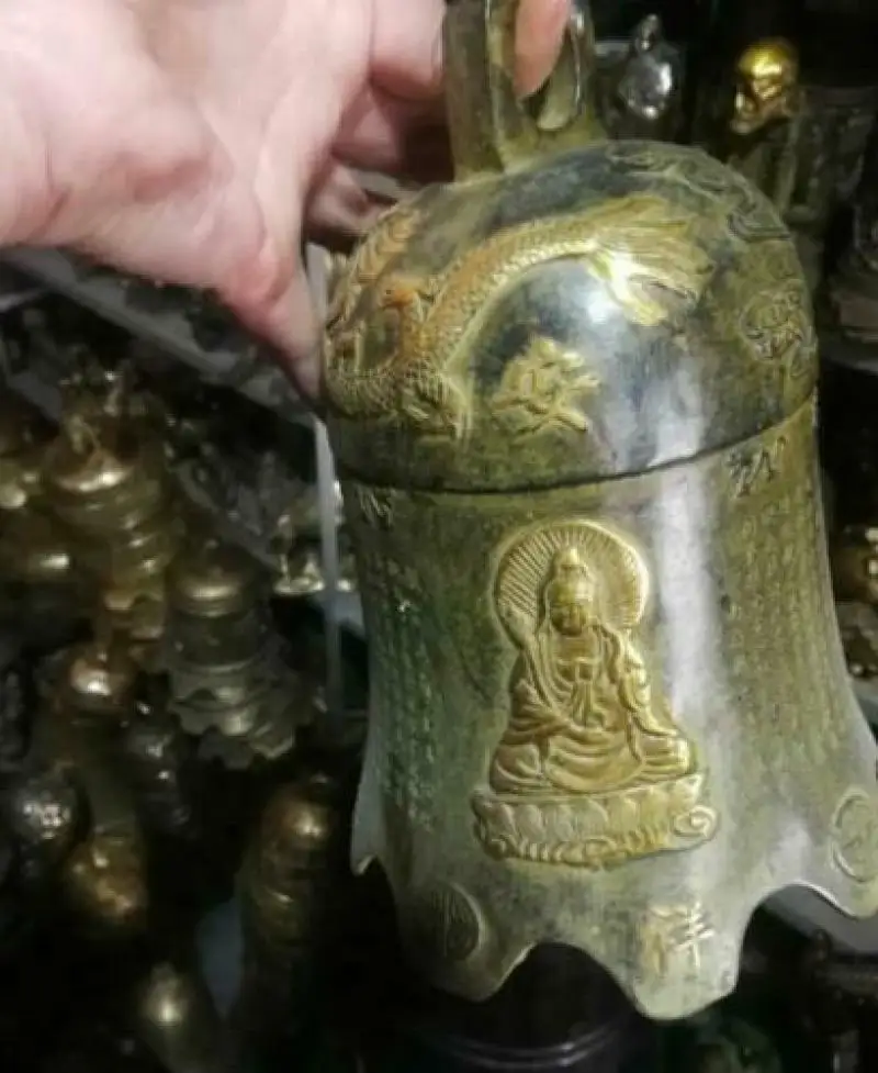 Тибетская бронзовая буддистская храм летающая Статуя Дракона колокольчик