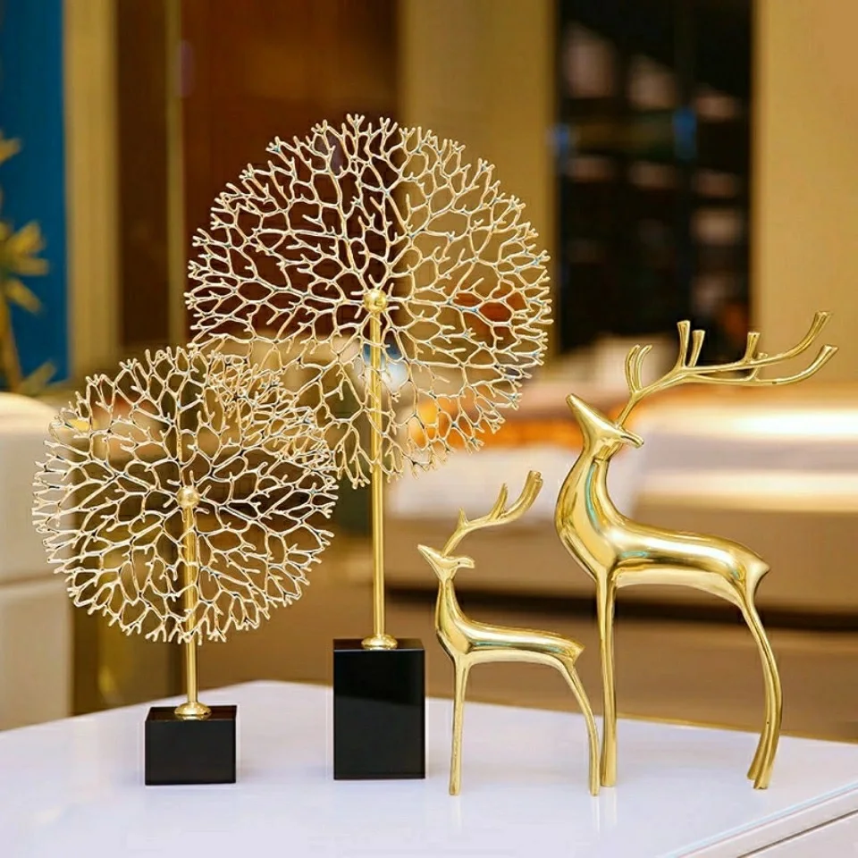 

coral tree decoration ornaments home sculpture luxury accessories golden coral tree crafts for home decoration