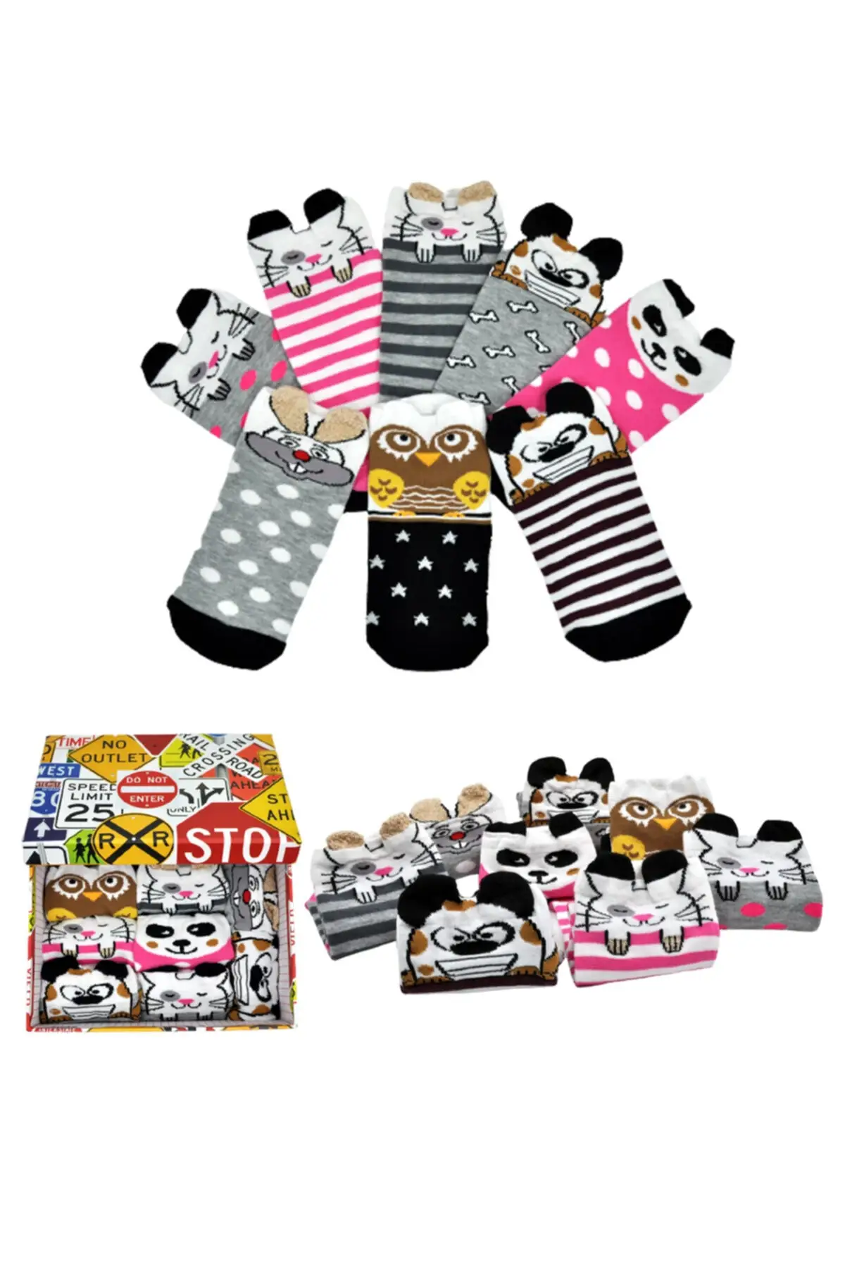 

8 шт. 3D Животные фигурная вышивка comboxg носки коробка