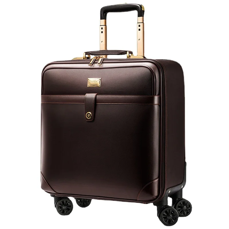 Luggage Men's Executive Briefcase Plaid Briefcase Bag Suitcase Leather 20-Inch Universa I Wheel Password 18-Inch