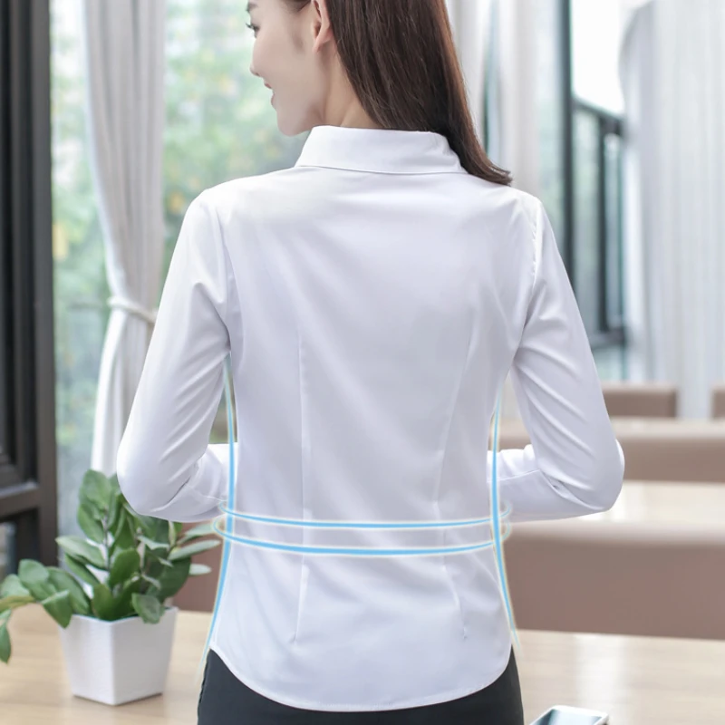 Корейская версия белой рубашки для женщин белые официальная блузка женская