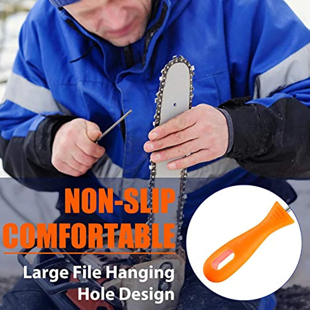 

3PCS Chainsaw Chain Sharpening Files Garden Chain Sharpener File Round File Plastic Handle Chain Saw Sharpening Carving Grinding