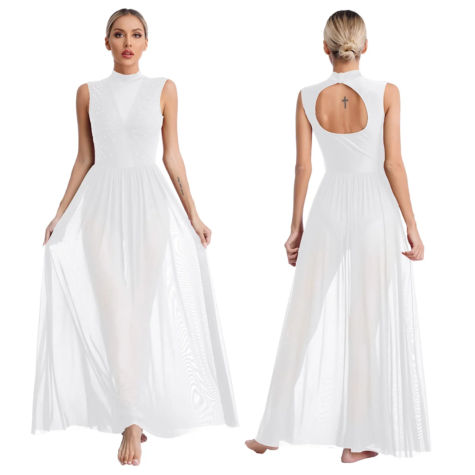 Женское современное лирическое танцевальное трико платье без рукавов