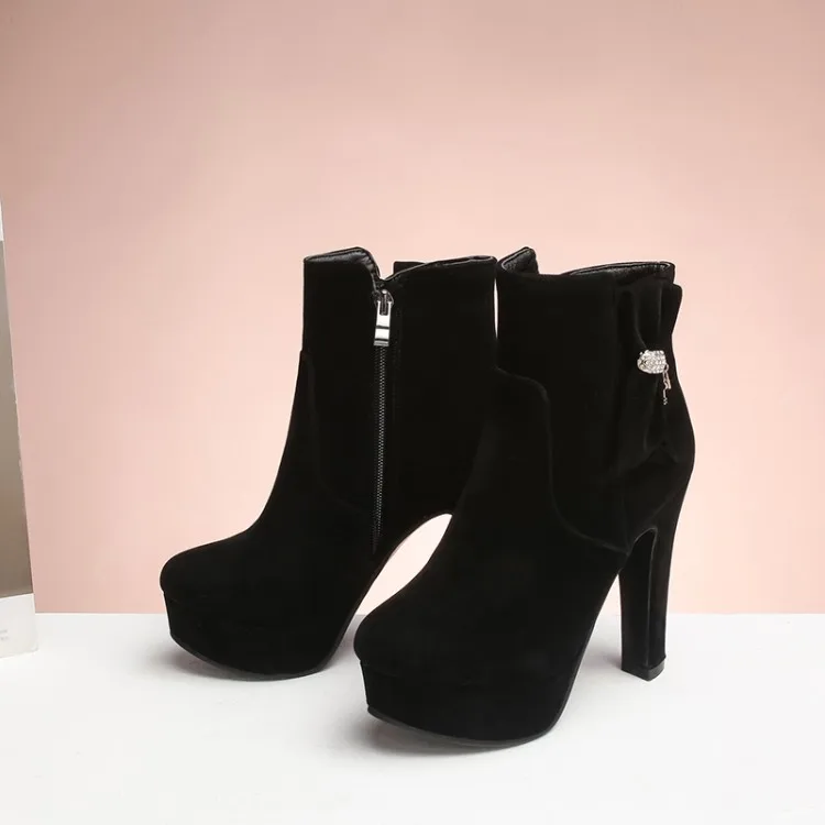 

Женские ботинки на молнии, с бантом, большие размеры 11-13