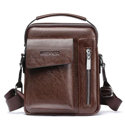 WEIXIER Retro Shoulder Bag Men's Portable Messenger Bag Casual Leather bags Crossbody Bags Brown Black Briefcase Bolsas de ombro