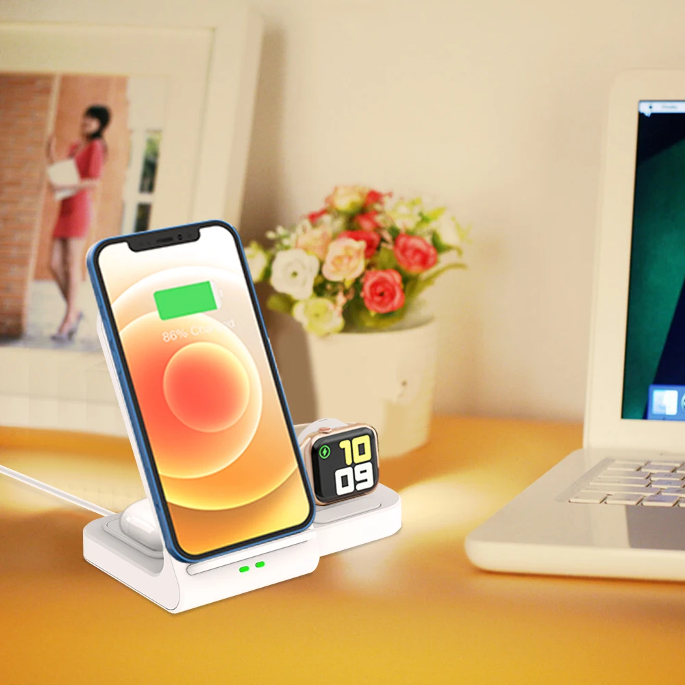 

3 in 1 Wireless Charger Stand For Apple iPhone 13 12 11 15W Qi Fast Charger Station Holder For iWatch Apple Watch 7 6 SE Charger