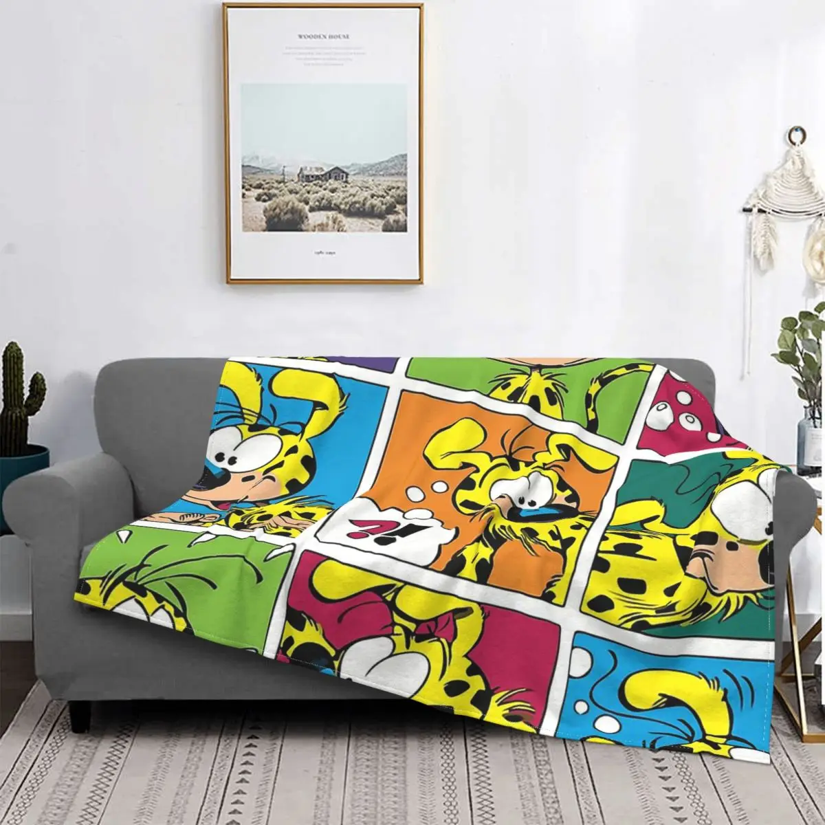 

Бельгийское комиксное одеяло, фланелевые квадраты, уютное мягкое флисовое покрывало