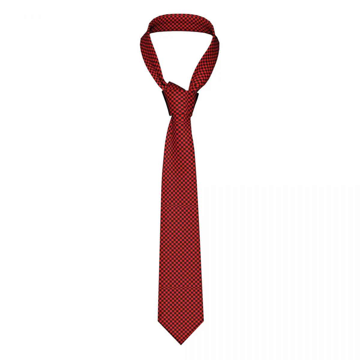 

Simple Checkerboard Tie Red and Black Checkered Shirt Pattern Neck Ties Formal Polyester Silk Accessories For Men Cravat