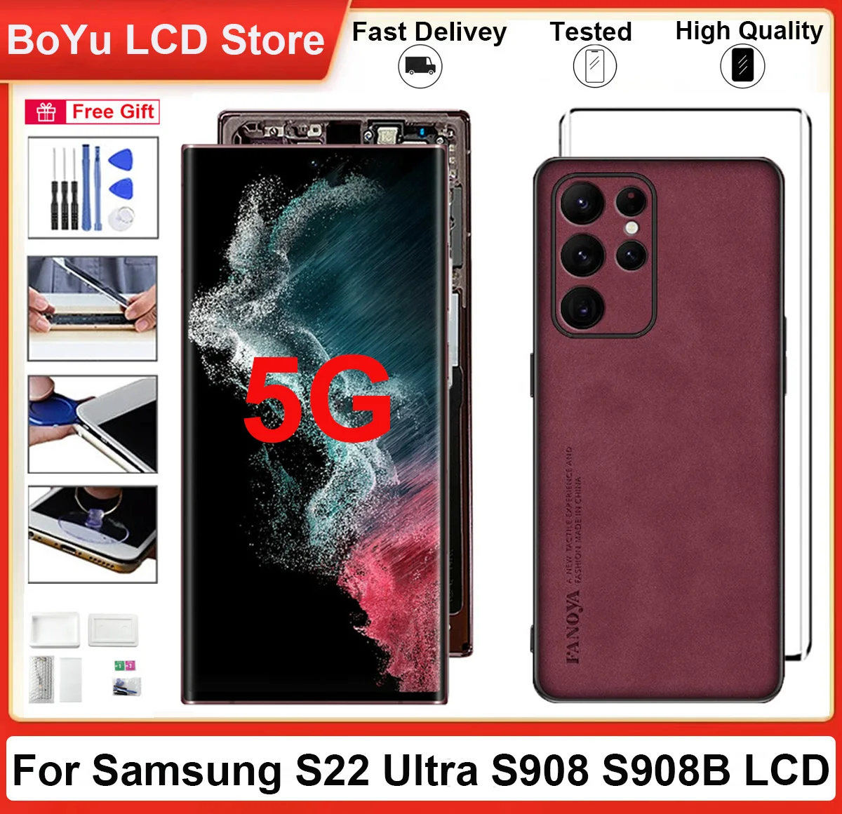 SUPER AMOLED 6 8-дюймовый протестированный экран для Samsung Galaxy S22 Ultra 5G S908 SM-S908B S908U S908N