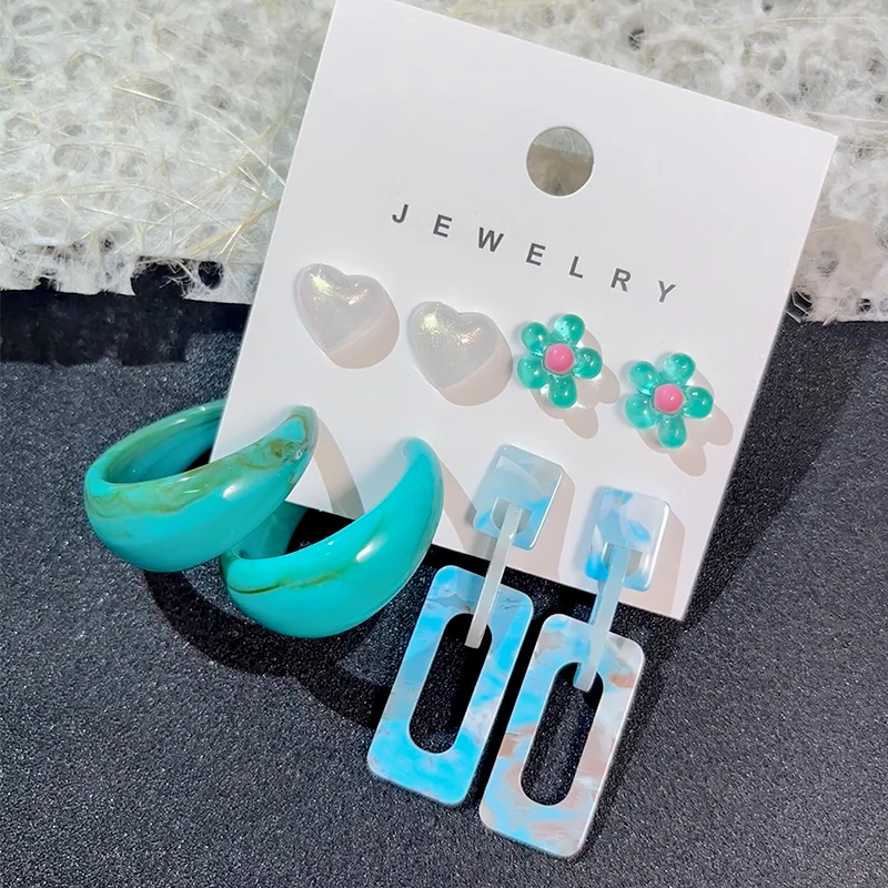 4 пары нежных элегантных креативных минималистичных геометрических украшений