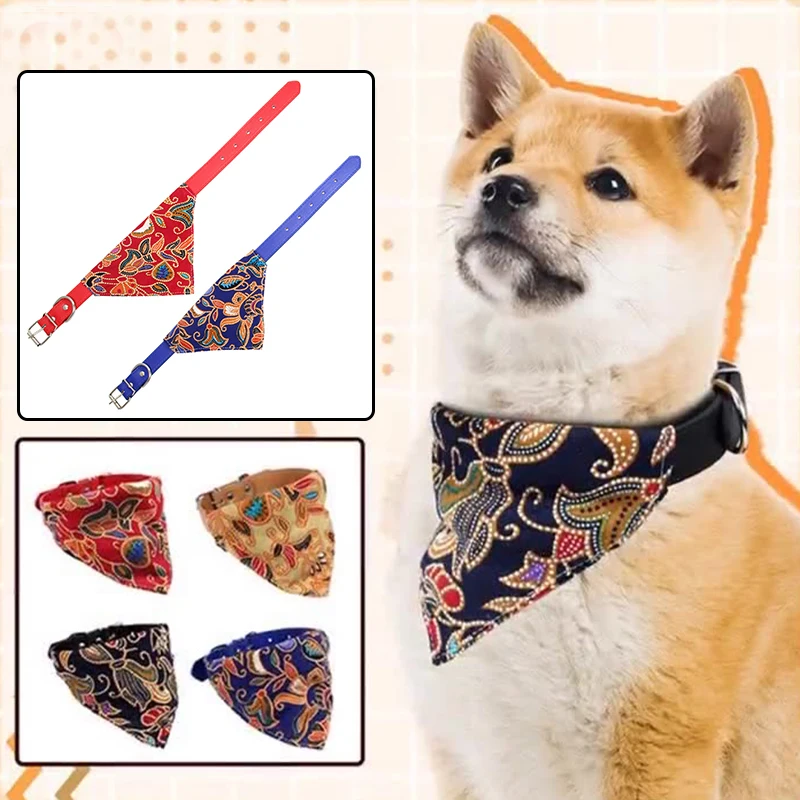 

Printing Pet Scarf PU Dog Scarf Collar Pet Saliva Towel Cat And Dog Bib Adjustable Cat Neckerchief Puppy Collar Dog Accessories
