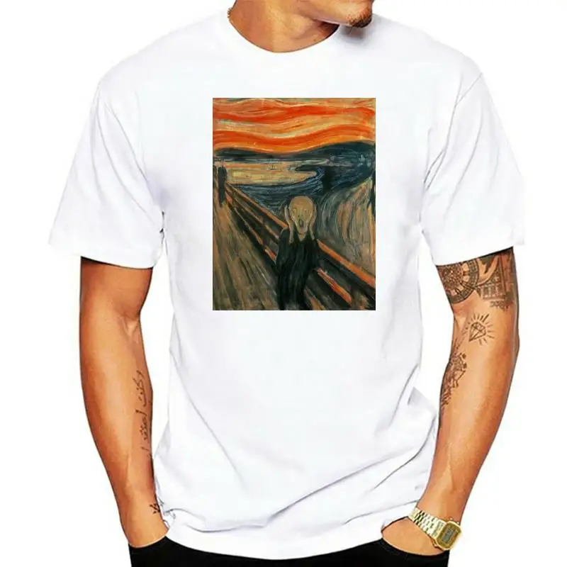 

100% Cotton Edvard Munch The Scream T Shirt Guys Latest Unique Tee Shirts Casual Exercise T-Shirts Men Summer O Neck