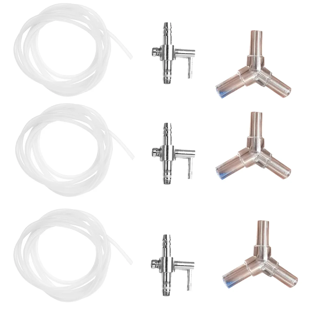 

9 Pcs Air Fittings Pump Pipe Accessory Dispenser 5X5X2CM Connector Silver Air