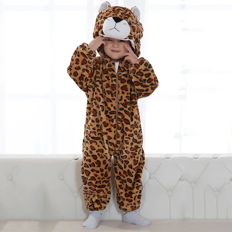 Halloween Animal Leopard Baby Clothes Romper Kigurumis Bodysuit Infant Boy Girl Jumpsuits Winter Cosplay Costume Christmas