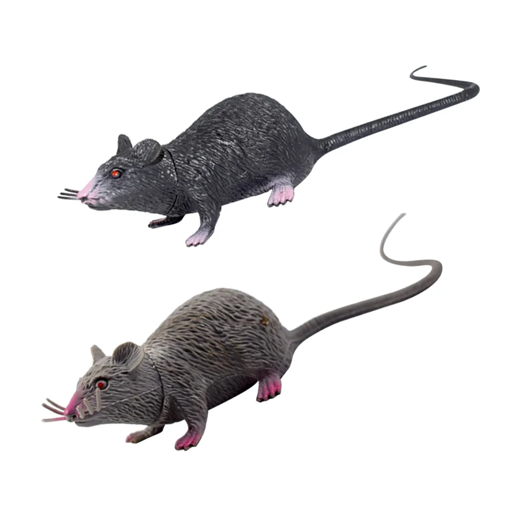 

2 Pcs Realistic Rat Mice Prop Halloween Decor Simulation Mouse Model Plastic Rubber Rats Hamster Toys Funny Trick Prank Fake