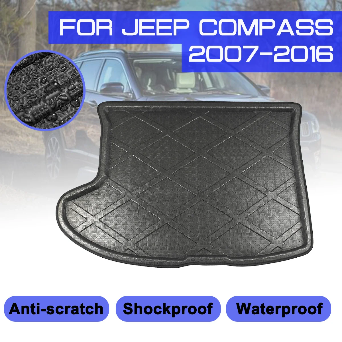 

For Jeep Compass 2007 2008 2009 2010-2016 Car Floor Mat Carpet Rear Trunk Anti-mud Cover