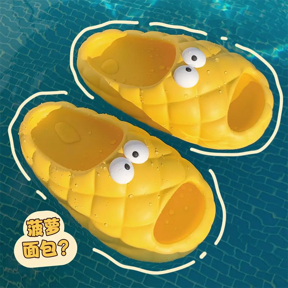 Kawaii Fat Bread Slippers Unisex Funny Indoor Shoes With Eyes Women's Summer Beach Slides EVA Slippers Woman Light Home Shoes