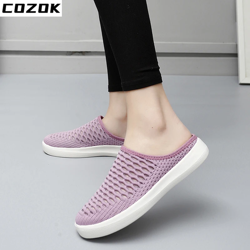 Women Sandals Half Drag Loafers Breathable Girls Walking Shoes Leisure Daily Casual Slippers Women Big Size 42 Ladies Slides