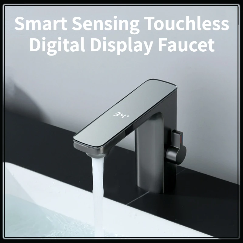 

Luxury Smart Digital Display Faucet Temperature Sensor Tap Kitchen Sink Mixer Tap Touchless Bathroom Basin Faucet High Tech Tap