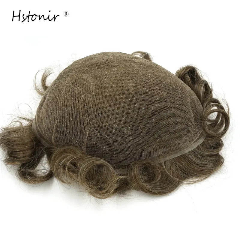 Hstonir Toupee for Men Swiss Lace Wig Indian Remy Hair Human Hair Real Hairpiece Pelucas Humano Male Wig Protesis Capilares H074
