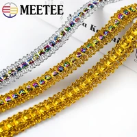 1030meters meetee 14mm polyester golden braided lace trim for stage clothing decorative ribbon diy garment sewing accessories