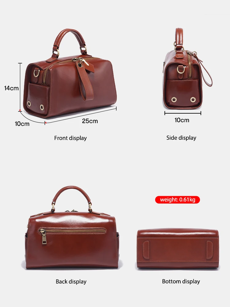 Zency 2023 Summer Top Leather Retro Ladies Handbag HIgh Grade Luxury Women Shoulder Bag Satchel With Ethnic Style Wide Strap