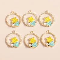 10pcs 22x25mm cute enamel shell starfish charms pendants for necklace earrings diy bracelet keychain jewelry making accessories