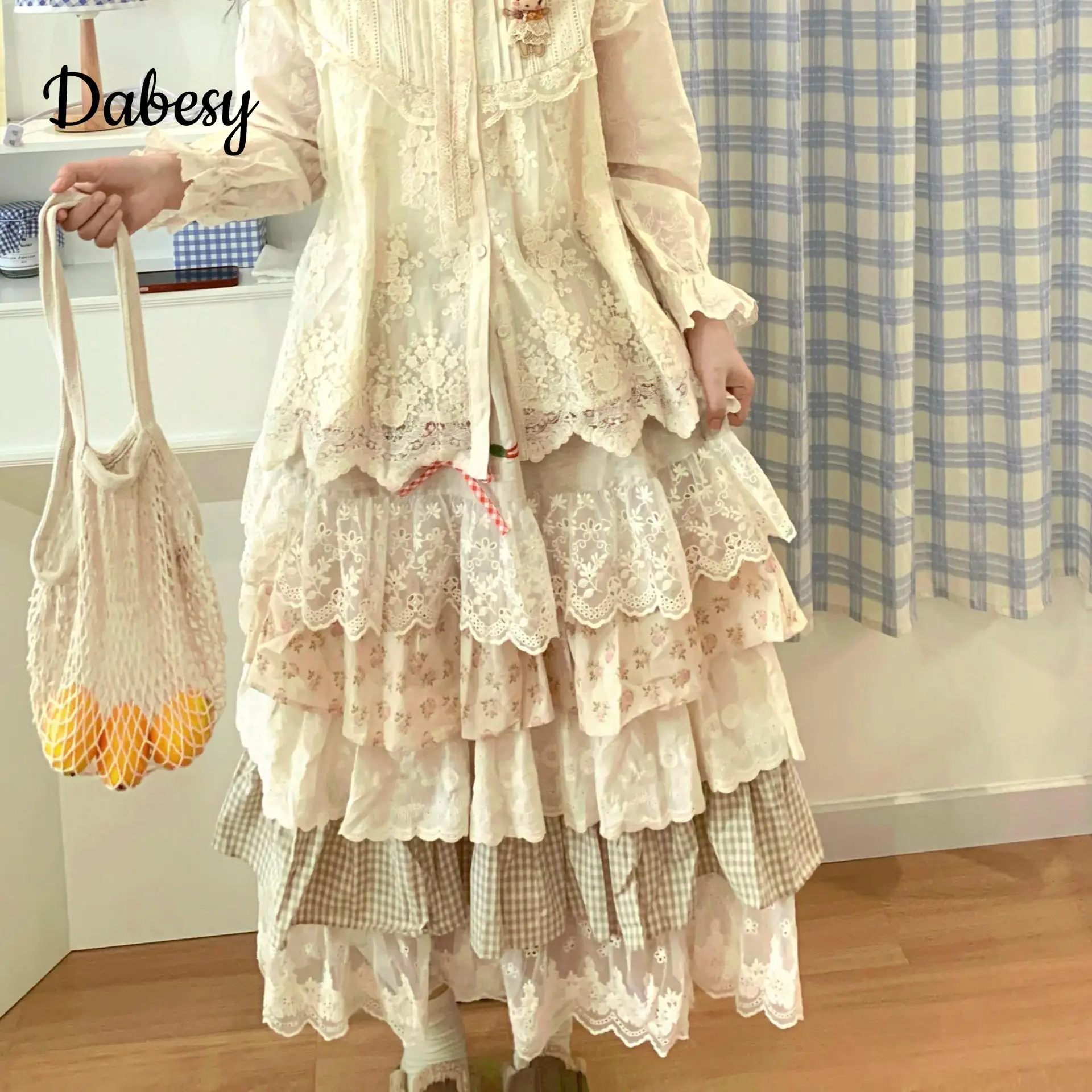 Винтажная юбка Kawaii Lolita Cake из лен