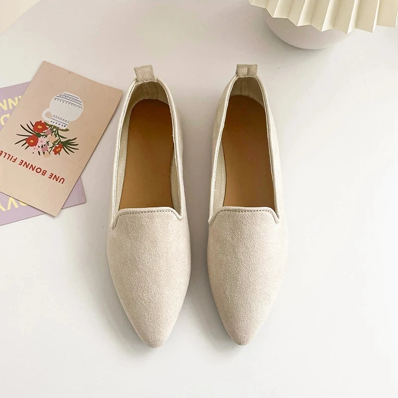 

2022 Women Pumps Pointed Toe Shallow Flat Shoes Color Match Loafers Soft Bottom Ballet Shoes Single Shoes Zapatos Para Mujer