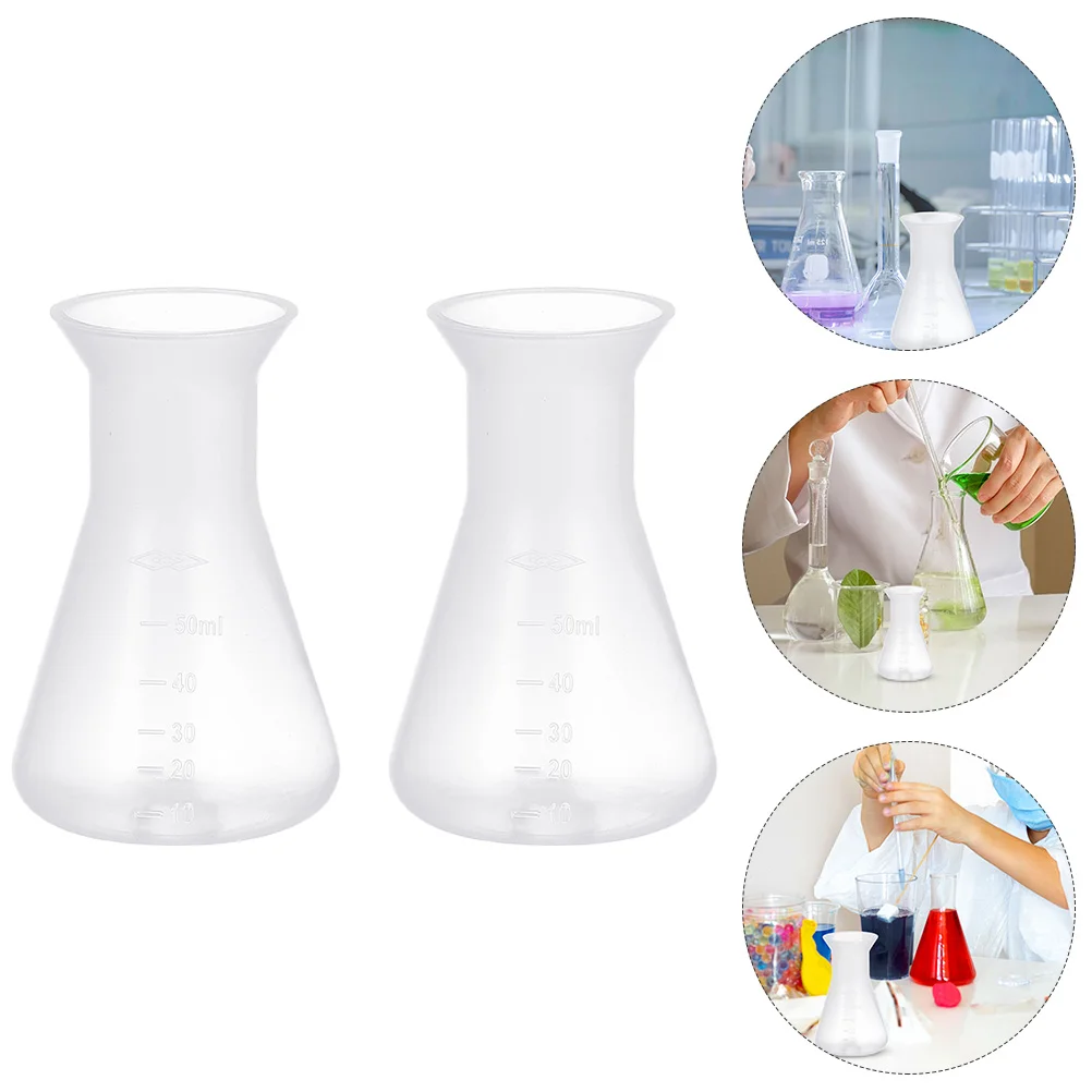 

Borosilicate Plastic Flask 10Pcs Plastic Flask 50Ml Boiling Flask Erlenmeyer Flask Science Experiment Laboratory Supplies Lab