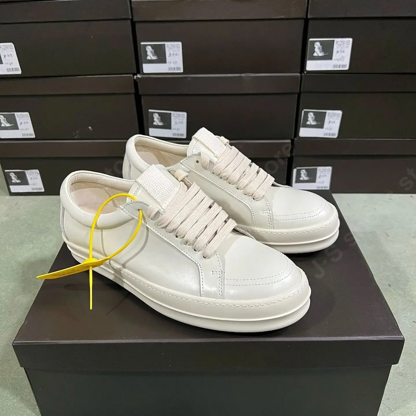 Ricks Мужская обувь Белая кожаная низкая на шнуровке Owens Женские кроссовки