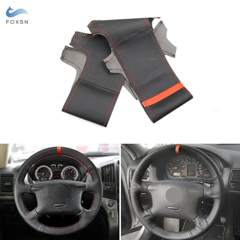 

Car Inner Steering Wheel Cover Leather Trim For VW Golf 4 MK4 Passat B5 1998 1999 2000 2001 2002 2003 2004 Black with red strip