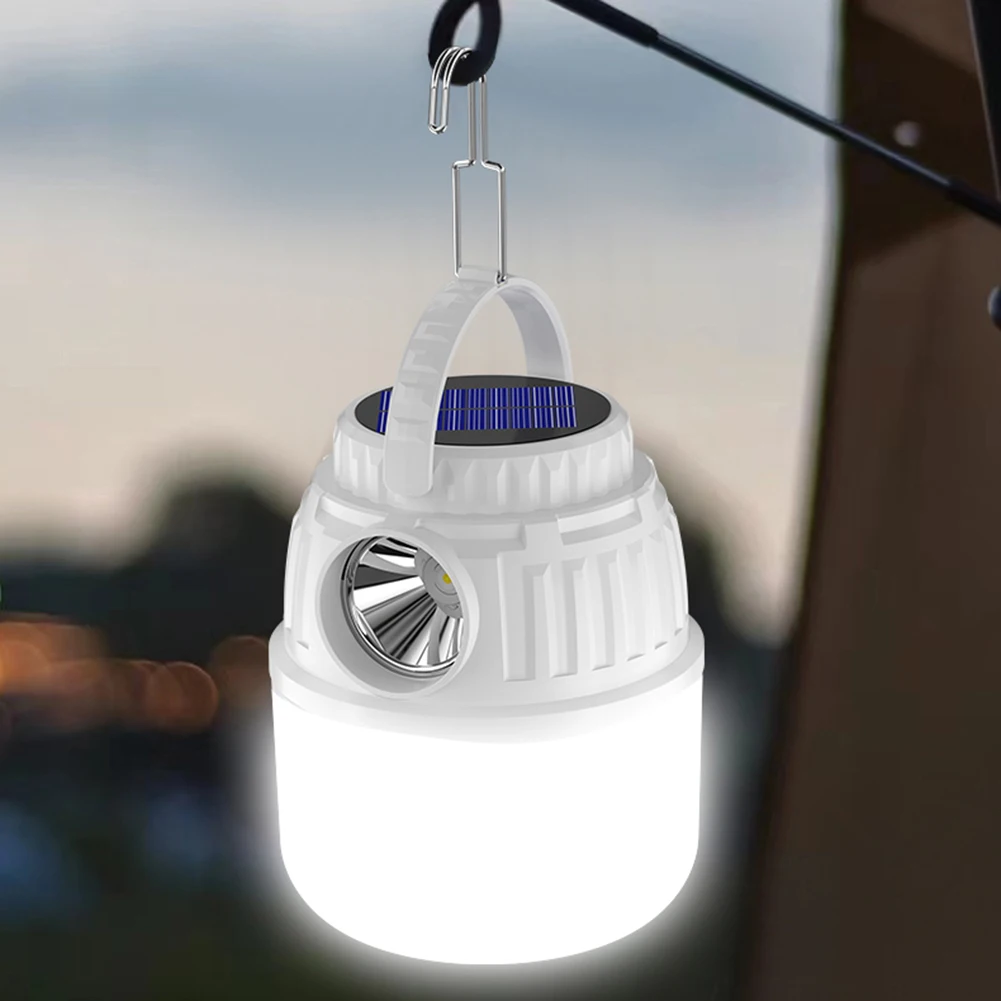 

Solar Light Outdoor Camping Lantern Hanging Tent Lamp Rechargeable Energy Saving Work Light Emergency Lighting Solar Lamp Bulb