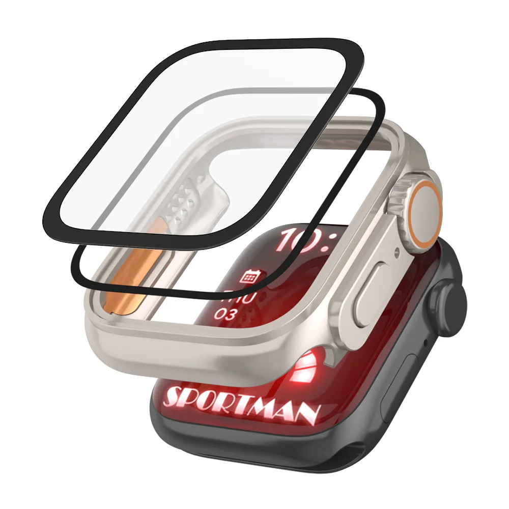 Glass Case Change to Ultra For Apple Watch Series 8 7 45mm 41mm Screen Protector Cover Bumper For iWatch Series 4 5 6 SE 40 44mm