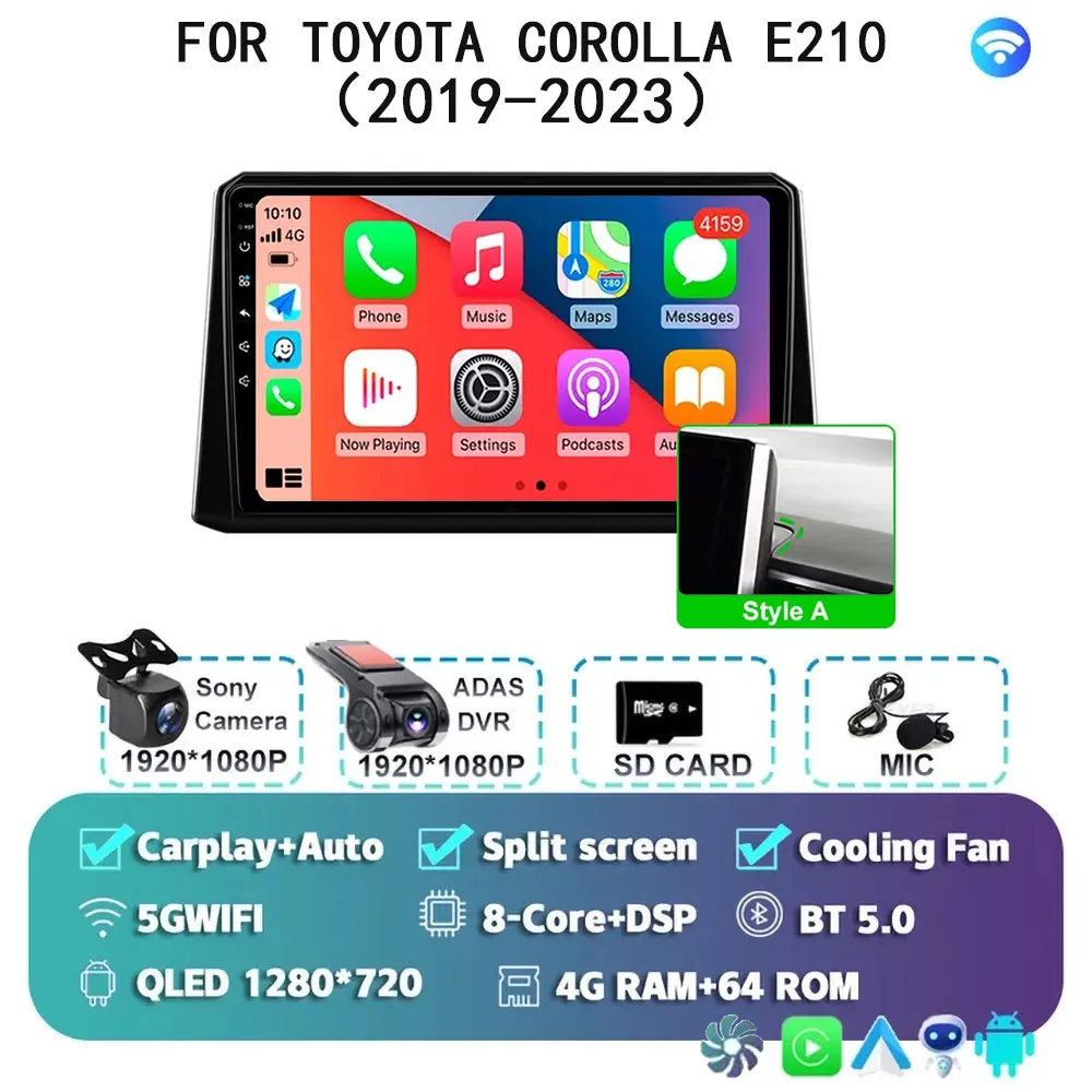 

Мультимедийный плеер Android 15, для Toyota Corolla E210 2019 2020 2021 2022 2023, беспроводной Carplay, автомагнитола