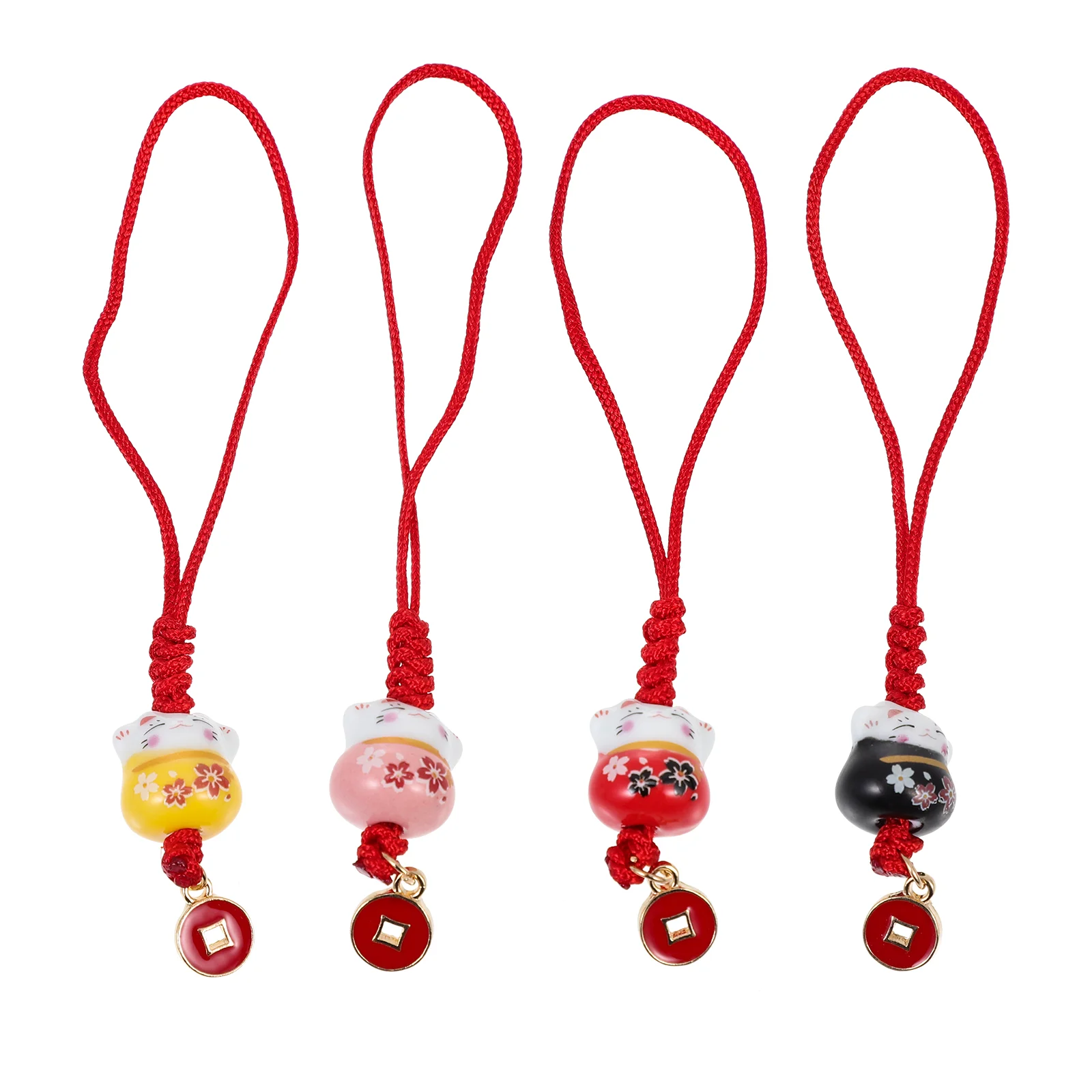 

Charm Keychain Strap Pendant Hanging Chain Cat Japanese Neko Maneki Car Cellphone Charms Lanyard Fortune Kimono Chimes Wind