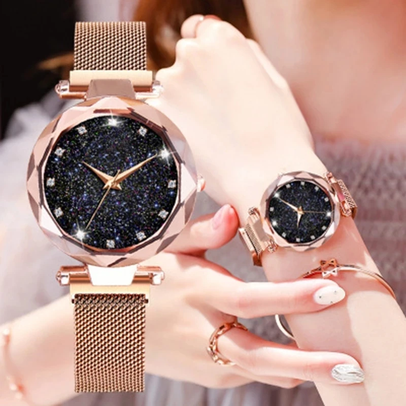 Starry Sky Watch Mesh Strap Quartz Wrist Watches for Women