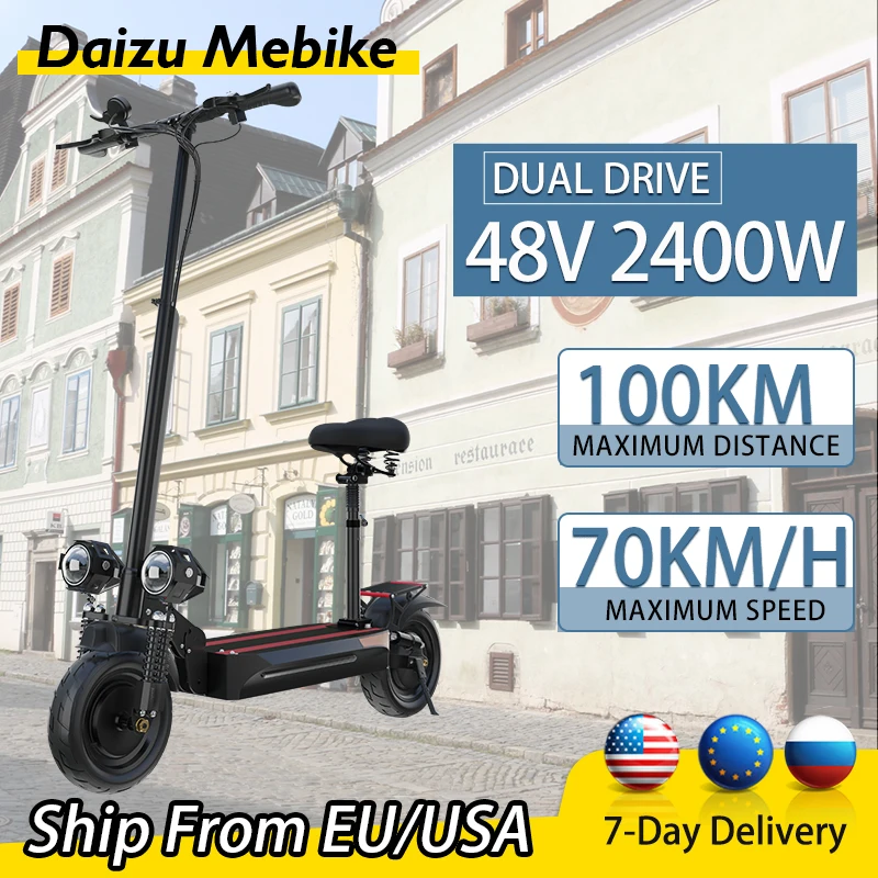 

48V 2400W Powerful Electric Scooter Max Speed 70km/h Dual Motor with Seat E scooter Long Range 80km trotinette electrique adulte