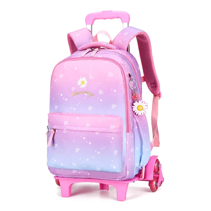 Removable wheels Kids school bags for girls Trolley Schoolbag Luggage Book Bag Backpack princess Children School Bags 2/6 Wheels