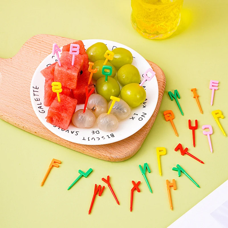 

Household 26 letters fruit fork creative children's animal cute fruit fork set lunch sign