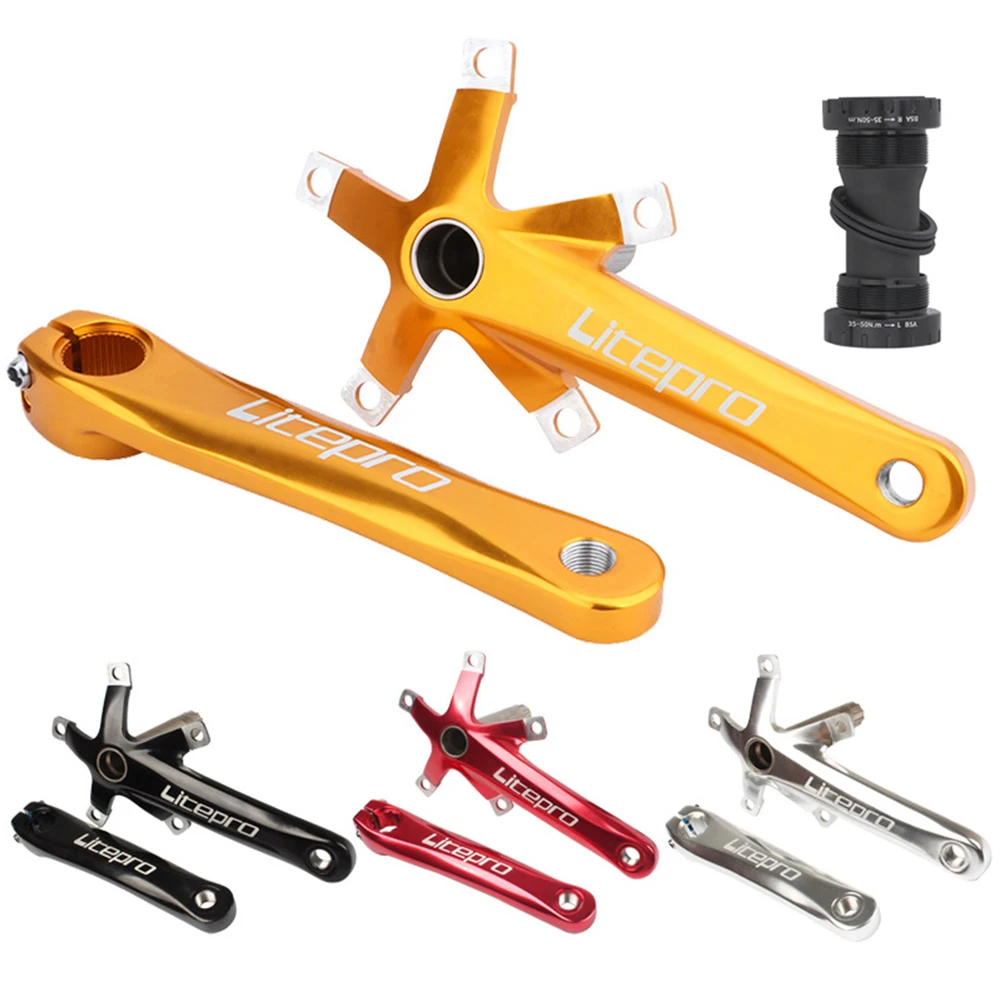 

Folding Bike Crank Integrated Hollow Crankset Aluminum Alloy Crank Road Mountain Crankset Tooth Plate Bottom Bracket Accessories