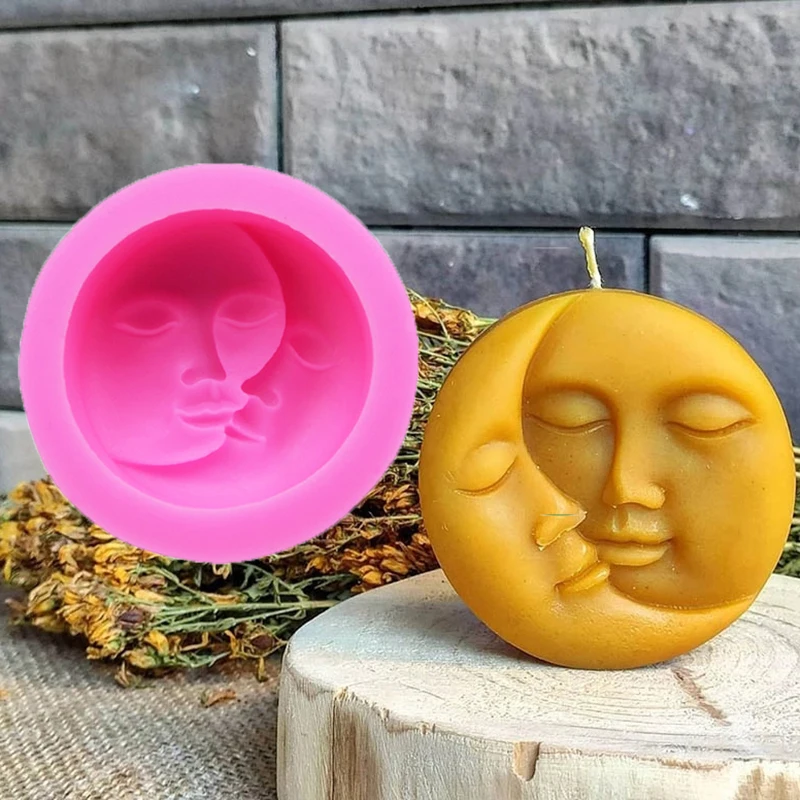 

Moon Love Sun Design Bee Wax Candle Silicone Molds Love Face Soap Molds Handmade Ornaments Plaster Candle Mold for Candle Making