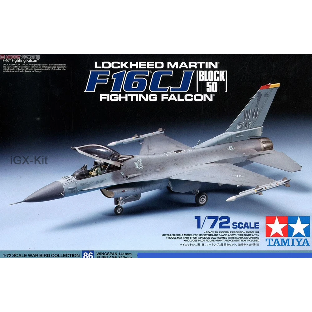 Tamiya 60786 масштаб 1/72 США F16 F16CJ F-16CJ боевой истребитель Сокол реактивный самолет