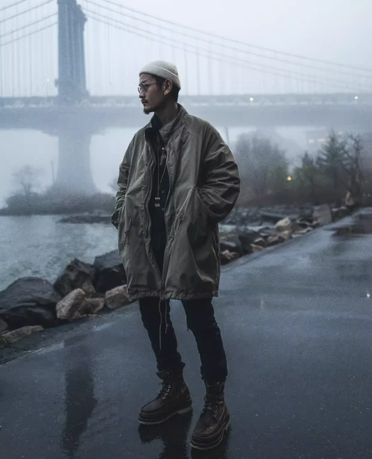 Длинная ветровка первого поколения с грязевым окрашиванием VISVIM WMV 18SS SIX-FIVEFISHTAILPARKA