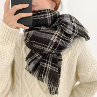 2021 winter double sided plaid british style cashmere scarf mens and womens fringed shawl womens fashion warm scarf