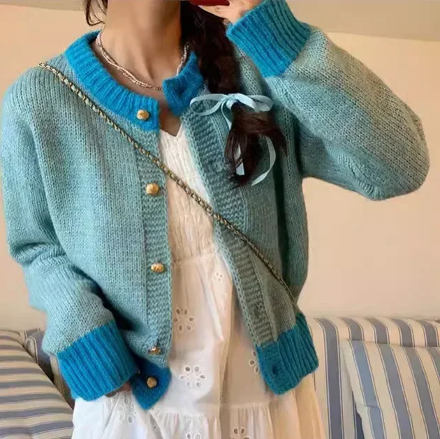 Женский Кардиган Во Французском Стиле Ретро Мягкий Вязаный Короткий Свитер