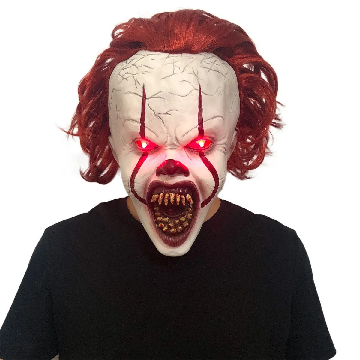 

New LED Horror Pennywise Joker Scary Mask Cosplay Stephen King Chapter Two Clown Latex Masks Helmet Halloween Party Props