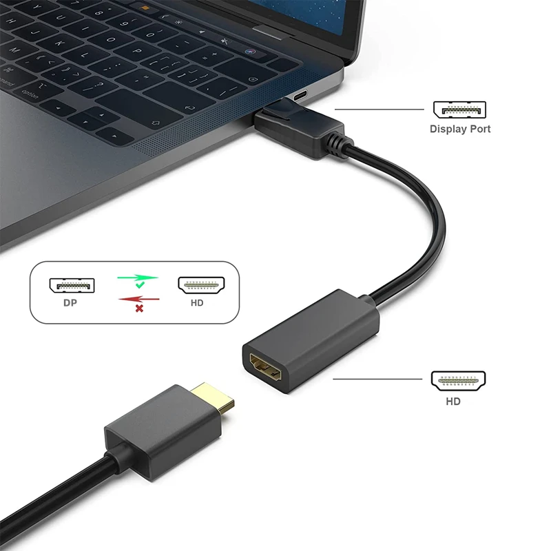 Displayport DP To HD Display Adapter Male To Female Converter Cable Compatible for Lenovo Dell HP Laptop Desktop PC HDTV Monitor