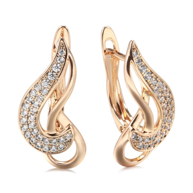

Grier 2022 Fashion Ins Micro-set Zircon Rose Gold Earring Hollow Party Banquet Crystal Earrings Bridal Wedding Jewelry Gifts