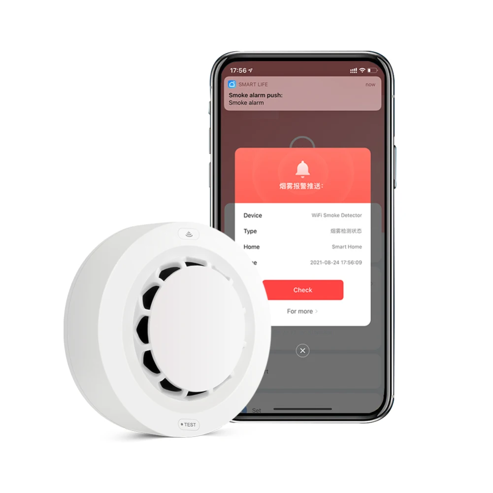 Smart детектор. Tuya WIFI Smoke Detector. Датчик дыма на батарейках. Оповещение. Умный дом от.